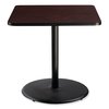 National Public Seating Cafe Table, 36w x 36d x 36h, Square Top/Round Base, Mahogany Top, Black Base CT33636RC1MY